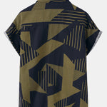 Line Geometry Print Button Up Shirt