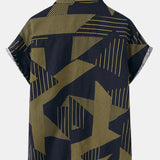 Line Geometry Print Button Up Shirt