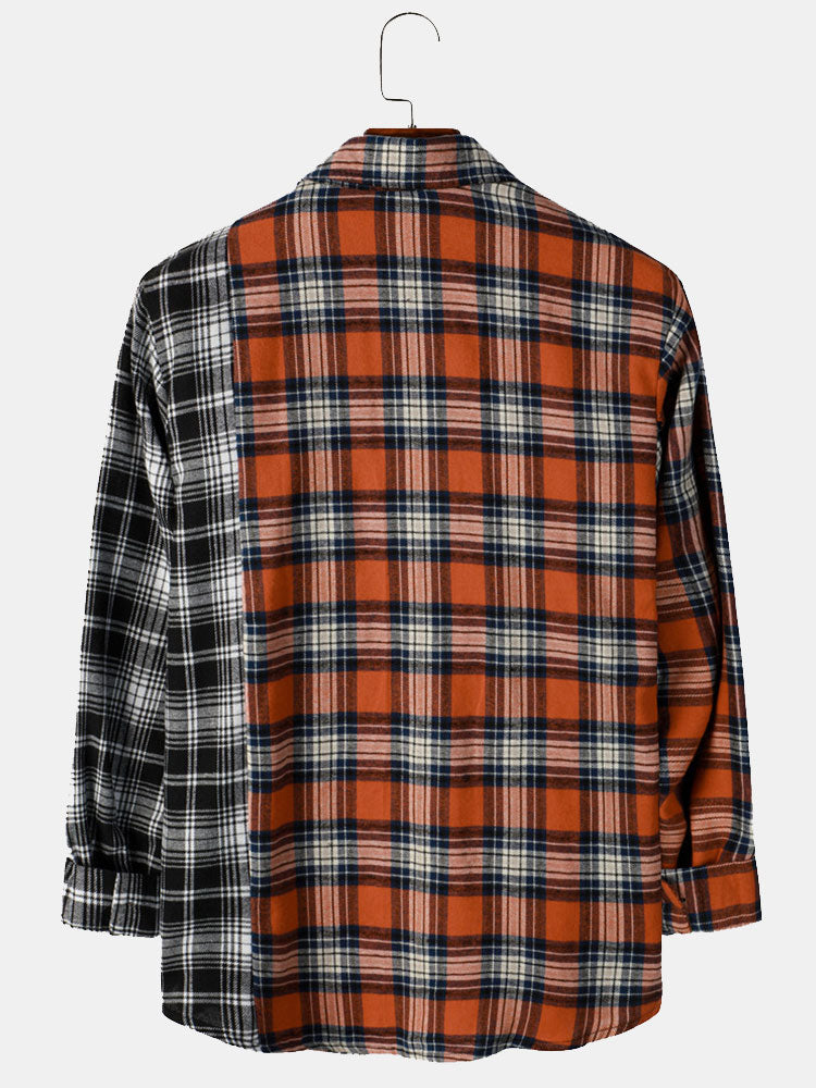 Contrast Plaid Shirt with Pocket