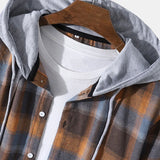 Regular Fit Contrast Hooded Plaid Shirts
