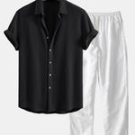 Waffle Shirt & Straight Leg Linen Pants Set
