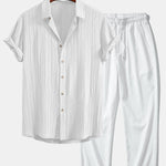 Crinkled Textured Shirt & Crinkle Textured Straight Leg Pants Set