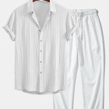 Crinkled Textured Shirt & Crinkle Textured Straight Leg Pants Set