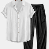 Crinkled Textured Shirt & Crinkle Textured Straight Leg Pants Set