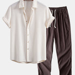 Waffle Shirt & Straight Leg Linen Pants Set