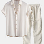 Waffle Shirt & Straight Leg Linen Pants Set