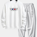 Paris Slogan Print Relax Fit Crew Neck Sweatshirt & Jogging Pants Set