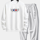 Paris Slogan Print Relax Fit Crew Neck Sweatshirt & Jogging Pants Set