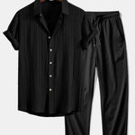 Crinkled Textured Shirt & Crinkle Textured Straight Leg Pants Set