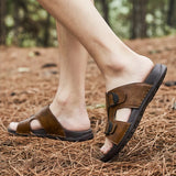 Hollis Genuine Leather Slide Sandals