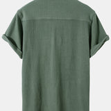 Hoooyi Waffle Lapel Solid Henley Shirts