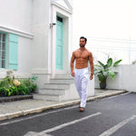 SOLID LINEN TROUSERS FOR MEN
