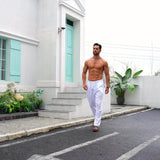 SOLID LINEN TROUSERS FOR MEN