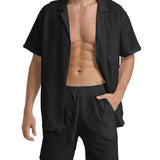 LINEN DRAWSTRING LOOSE SHORTS FOR MEN