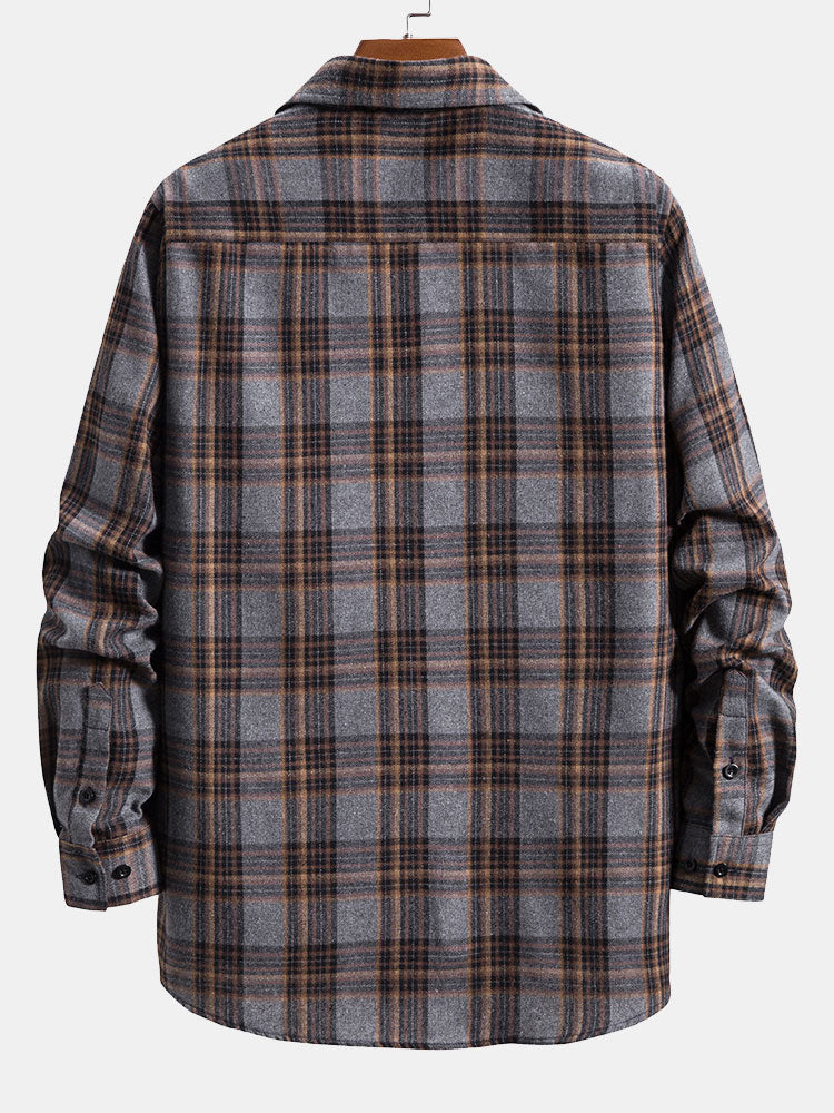 Plaid Patched Pocket Long Sleeve Shirt