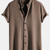 Muscle Fit Stand Collar Ribbed Shirt
