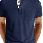 COTTON BLEND HENLEY TOP FOR MEN