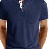 COTTON BLEND HENLEY TOP FOR MEN