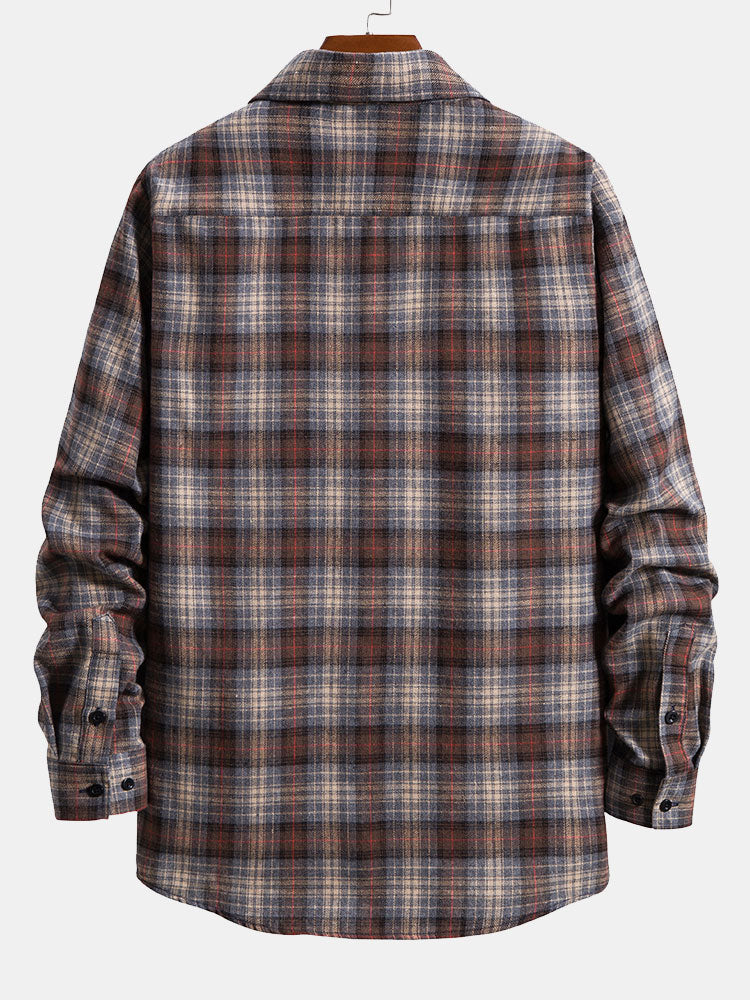 Long Sleeve Retro Plaid Shirt