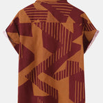Line Geometry Print Button Up Shirt