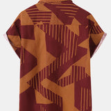 Line Geometry Print Button Up Shirt