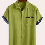 LINEN BLEND LAPEL SHIRT FOR MEN