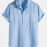 Striped Patchwork Button Up Shirt
