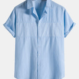 Striped Patchwork Button Up Shirt