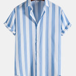 Wide Stripes Print Shirts & Swim Shorts Set