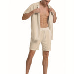 LINEN DRAWSTRING LOOSE SHORTS FOR MEN