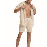 LINEN DRAWSTRING LOOSE SHORTS FOR MEN