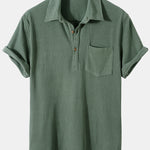 Hoooyi Waffle Lapel Solid Henley Shirts
