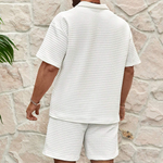 Waffle Zip Polo & Shorts Set
