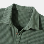 Hoooyi Waffle Lapel Solid Henley Shirts