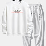Paris Slogan Print Relax Fit Crew Neck Sweatshirt & Jogging Pants Set