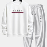 Paris Slogan Print Relax Fit Crew Neck Sweatshirt & Jogging Pants Set
