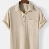 Hoooyi Waffle Lapel Solid Henley Shirts