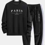 Paris Print Relax Fit Crew Neck Sweatshirt & Jogging Pants Set