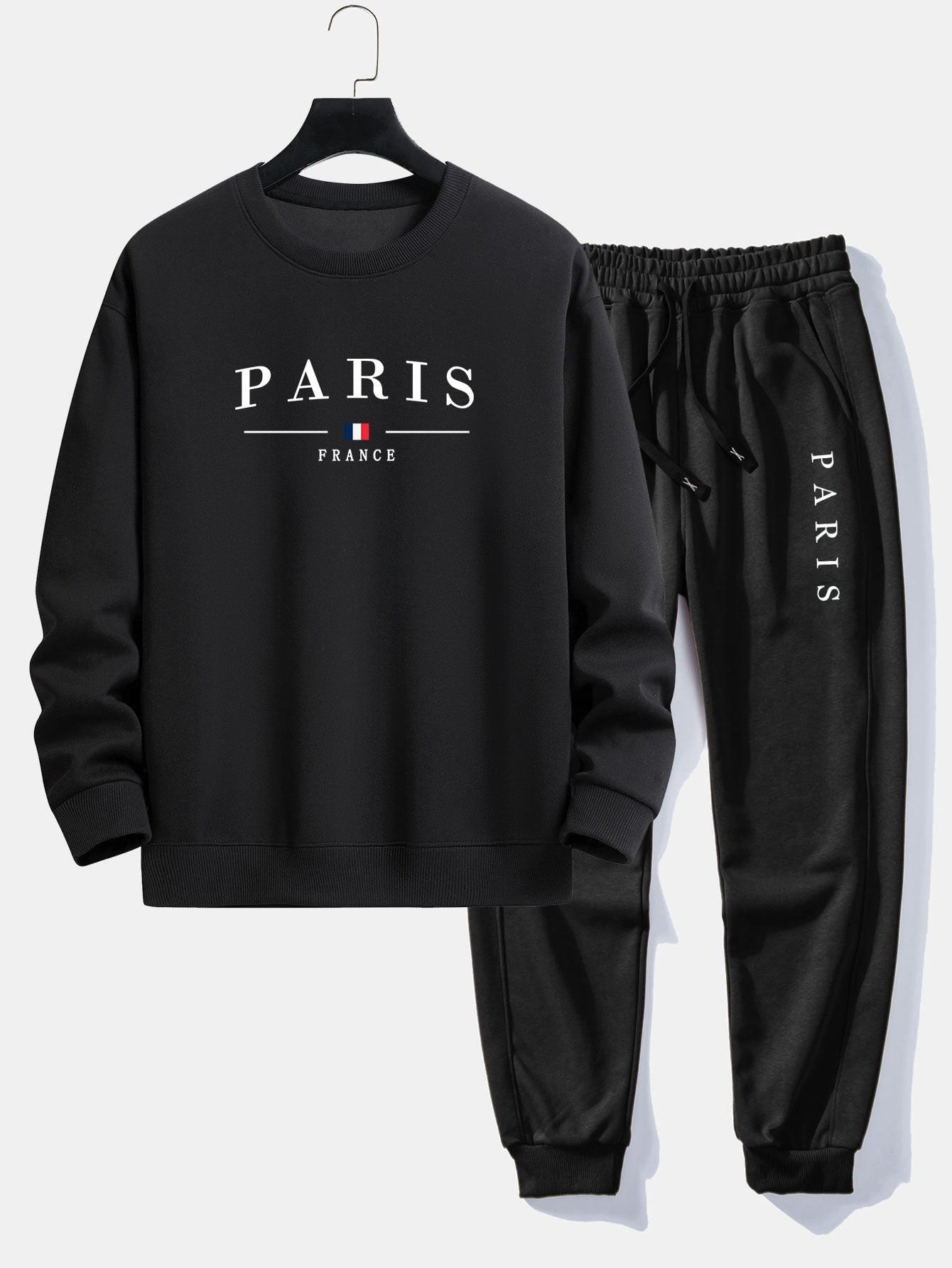 Paris Print Relax Fit Crew Neck Sweatshirt & Jogging Pants Set