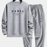 Paris Print Relax Fit Crew Neck Sweatshirt & Jogging Pants Set