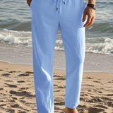 SOLID LINEN TROUSERS FOR MEN