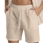LINEN DRAWSTRING LOOSE SHORTS FOR MEN