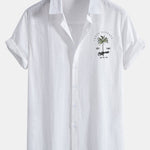 California Palm Tree Print Linen Cotton Shirt & Swim Shorts Set