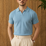 Open-Collar Pointelle Knit Polo