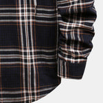Contrast Hooded Button Up Plaid Shirts with Drawstring