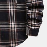 Contrast Hooded Button Up Plaid Shirts with Drawstring