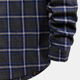 Button Up Drawstring Hooded Plaid Shirts