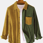 Corduroy Patchwork Long Sleeve Shirts