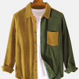 Corduroy Patchwork Long Sleeve Shirts