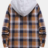 Multi Color Plaid Hooded Shirts with Drawstring